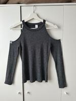 H&M Langarmshirt Pullover gerippt grau Silber Damen  schulterfrei Sachsen - Bautzen Vorschau