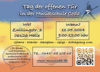 Tag der offenen Tür Musikschule Coda 11.05.24 9:00-12:00 Uhr Sachsen-Anhalt - Halle Vorschau