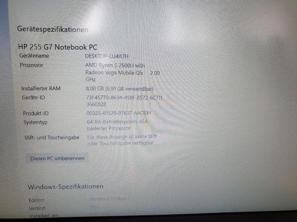 Laptop HP 255 G7 in Erftstadt