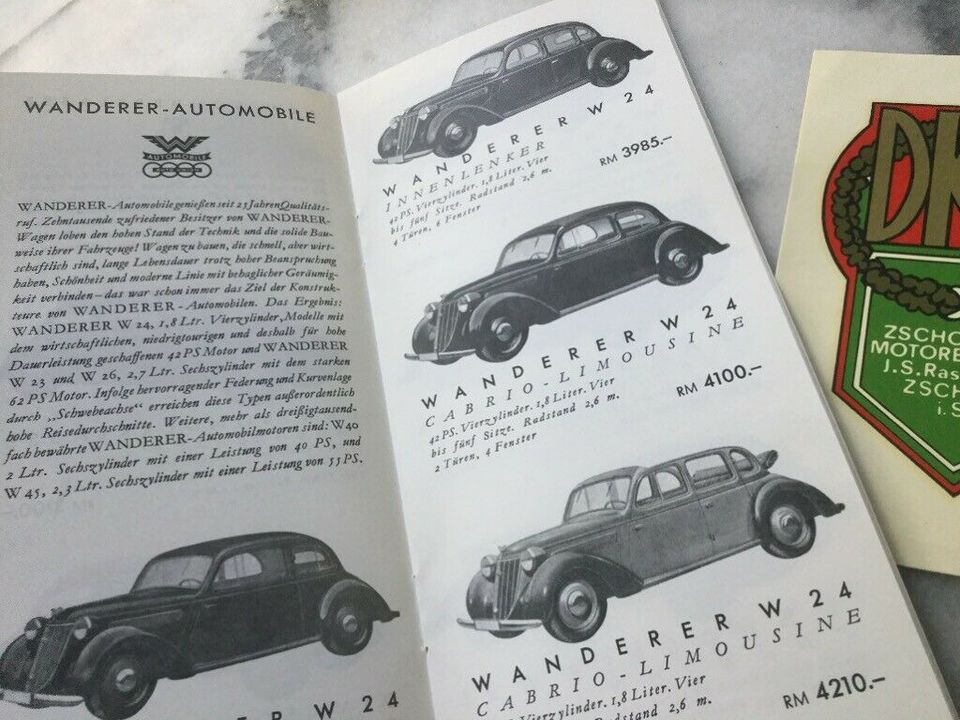 SET: DKW PROSPEKT (23 Seiten!!) + AUTO-UNION Decal GRÜN-GOLD in Frankfurt am Main