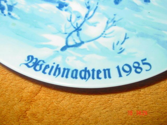 Sammelteller, Weihnachtsteller, 1985, GDR, echt Kobalt, 19 cm in Reichenow-Möglin