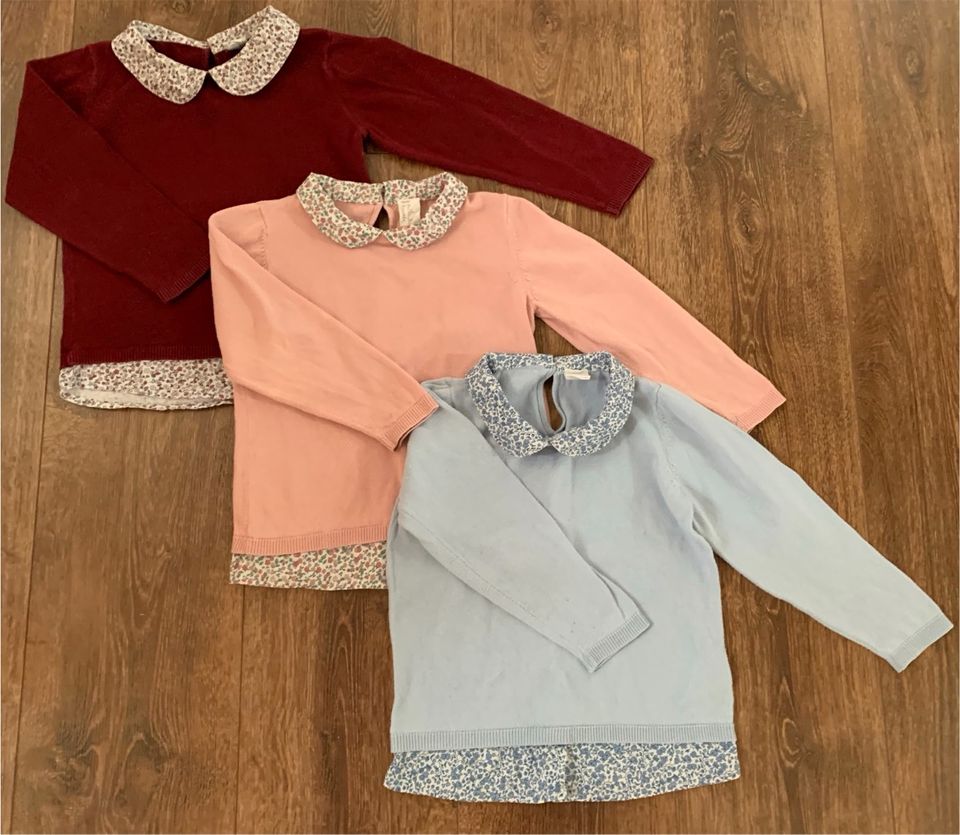 H&M Pullover mit Bubi Kragen Bluseneinsatz rosa Blau Bordeaux in Düsseldorf