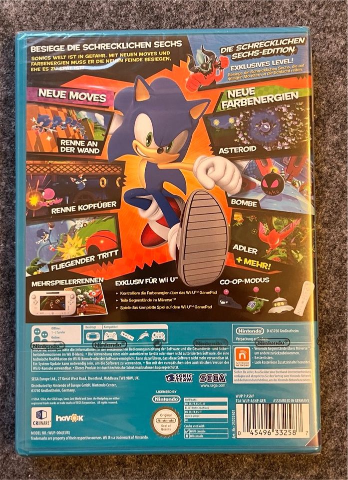 Sonic Lost World Die schrecklichen Sechs-Edition Wii U NEU SEALED in Mülheim (Ruhr)