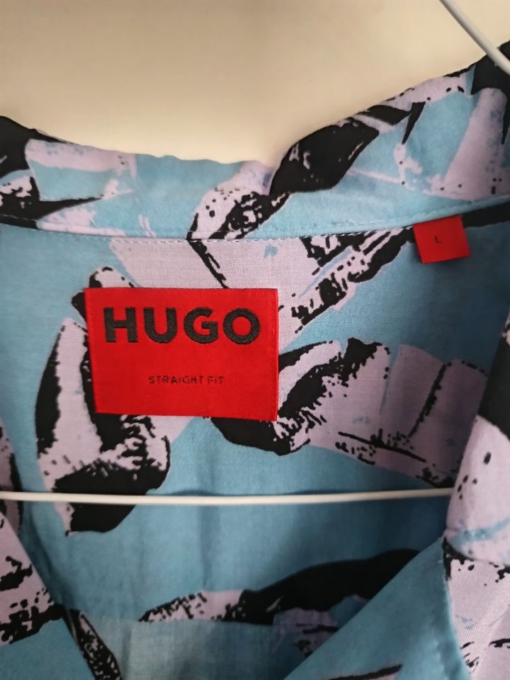 Hugo Herrenhemd, Gr.: L,Straight Fit, blau gemustert in Duisburg