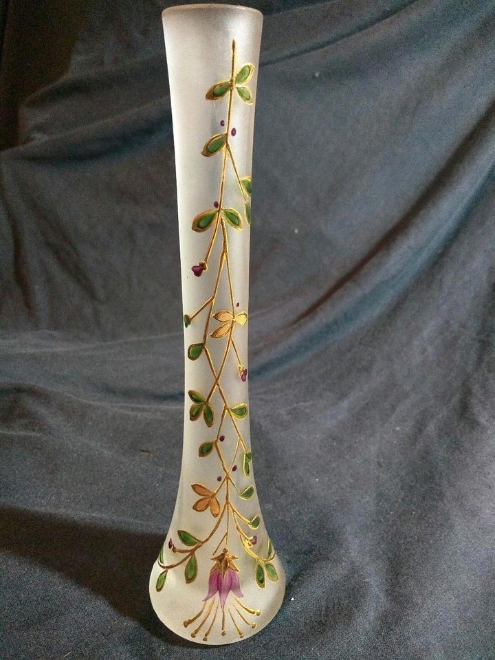 Alte Edel Jugendstil Vase Floral Emaille Malerei Art Nouveau in Würzburg
