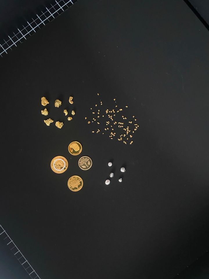 Diverse Goldnuggets und Münzen in Salzgitter
