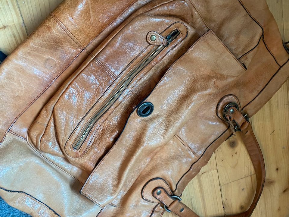 Pieces leder shopper Tasche Handtasche Cognac in Mülheim (Ruhr)