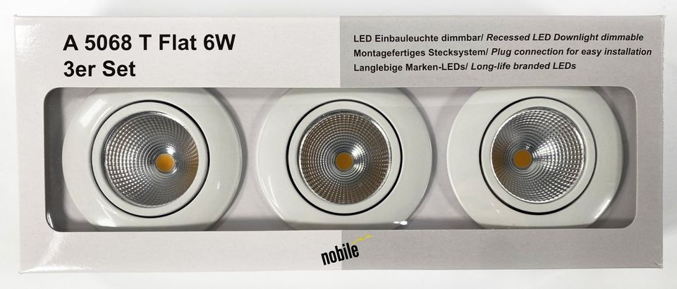 30 3er Set Nobile A 5068 T-Flat LED Einbauleuchte dimmbar, Restposten Paletten Großhandelwaren kaufen in Tanna