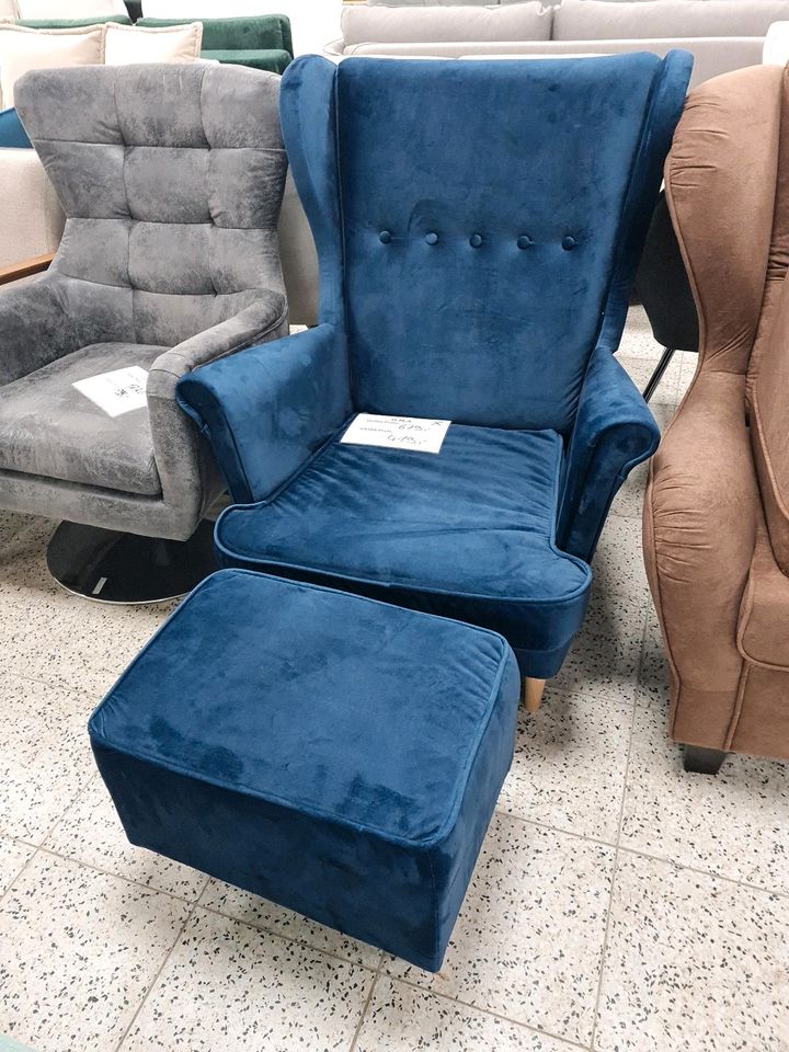 Sessel Ohrensessel Polstersessel mit Hocker Möbel UVP 679€ in Herbstein