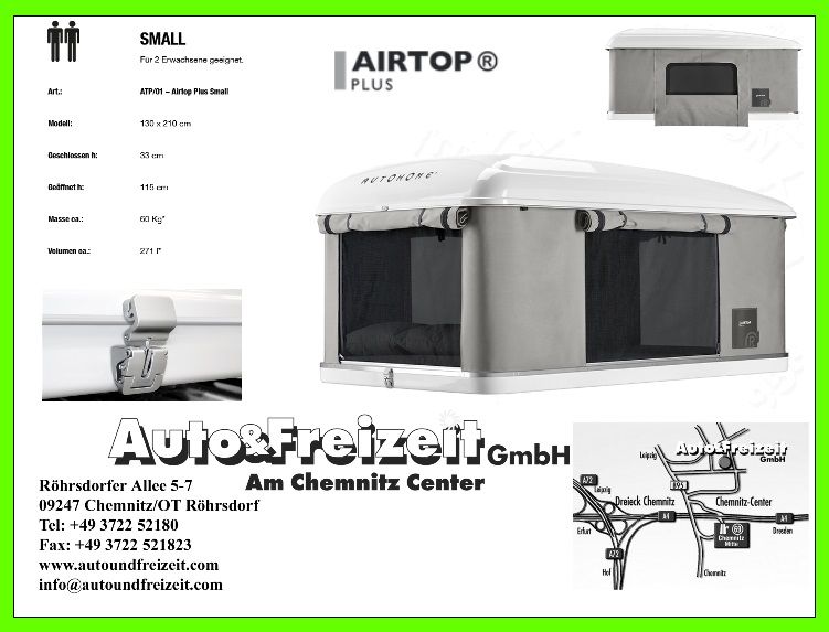 autohome Dachzelt AIRTOP+ PLUS small weiß/grau NEU #32361 in Röhrsdorf