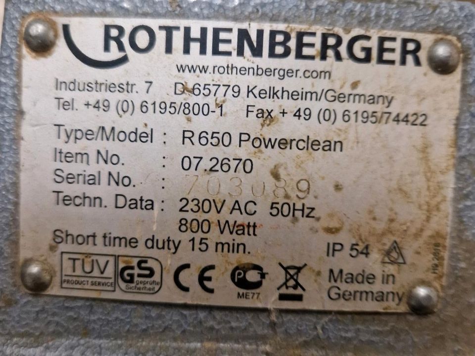 Rothenberger R650 Rohrreinigungsmaschine keine R600 in Marsberg