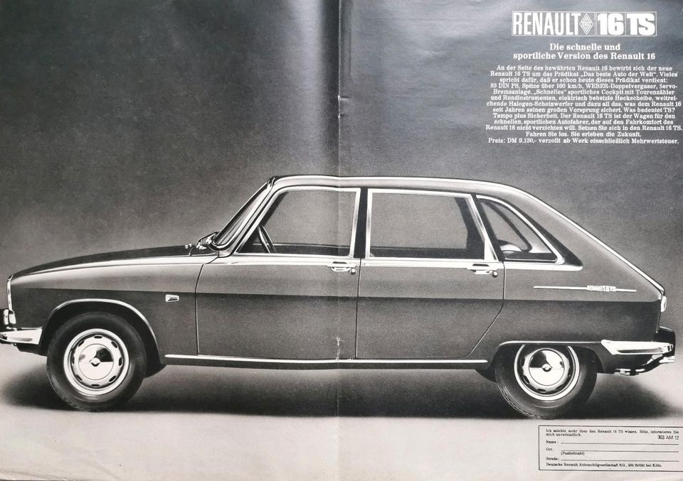 Renault 16 Reklame Werbung Berichte TS TL TA R16 in Hanau