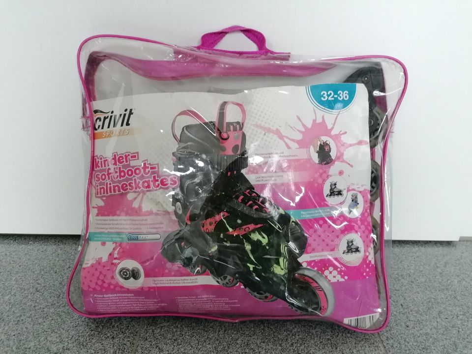 Inliner Kinder verstellbare Gr. 32-36 schwarz/rosa gut erhalten in Naila