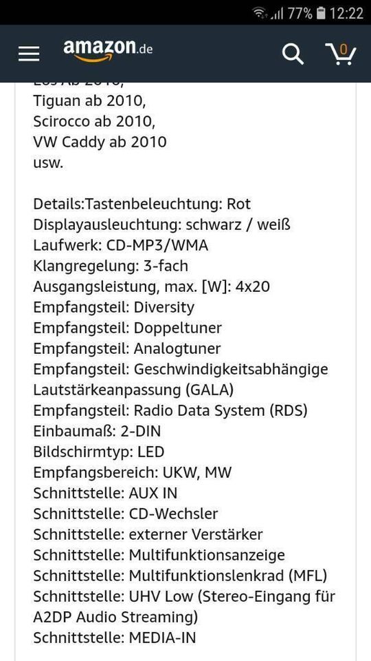 Autoradio VW RCD310 in Wittlich