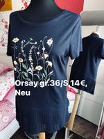 Tshirt von Orsay dunkelblau/ gelb Stickerei neu Plissee 36/38 Niedersachsen - Damme Vorschau