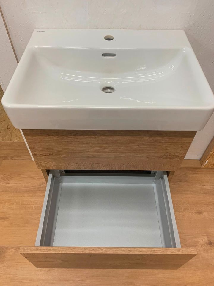 Gäste WC Waschbecken mit Unterschrank Laufen 60cm Eiche Endgrain in Haßfurt