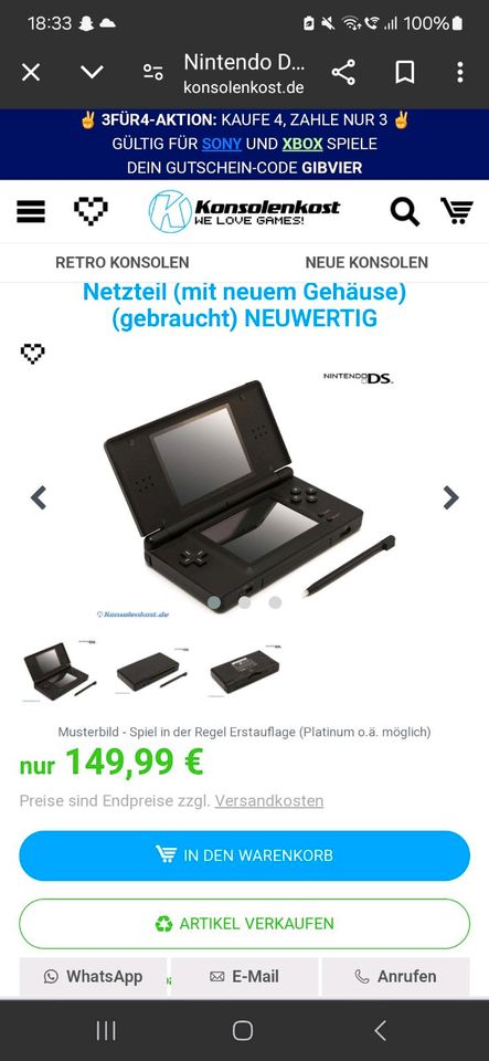 Nintendo DS Lite mit Netzteil / voll funktionsfähig /Blau-Schwarz in Burgwedel