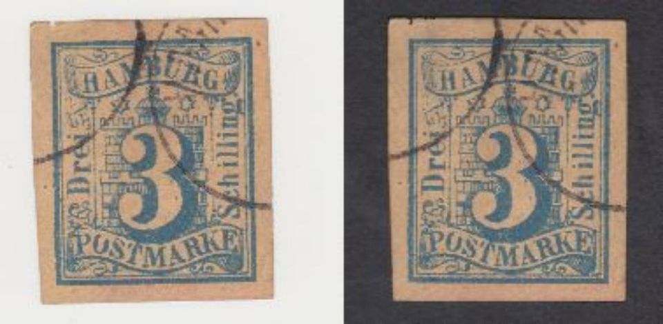 Briefmarke Postmarke Hamburg 3 Schilling von 1859 - schönes Stück in Südergellersen