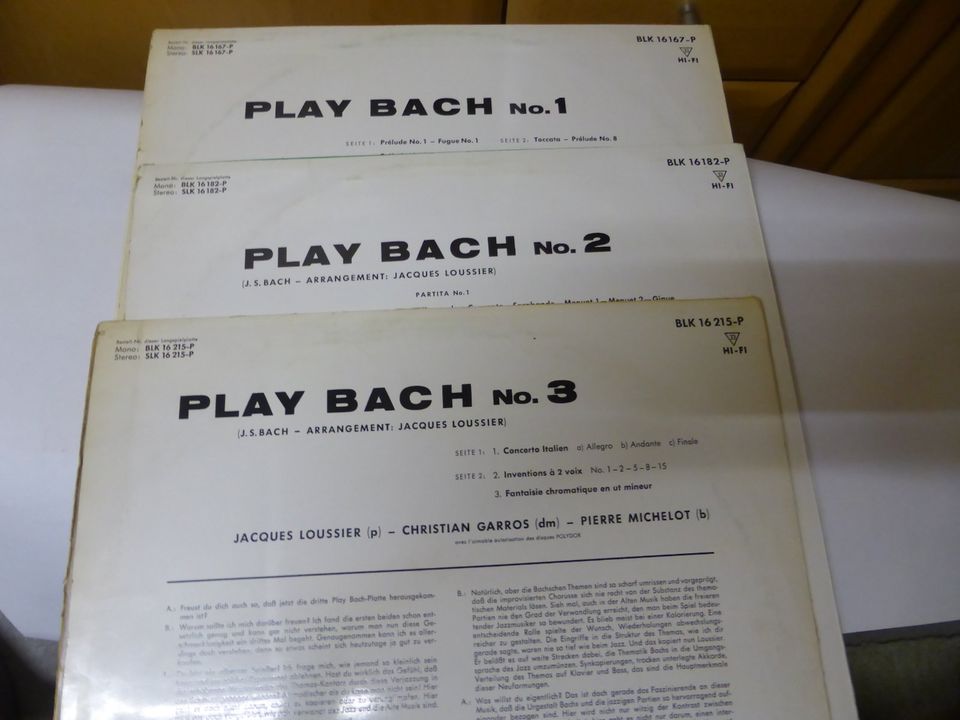 3 Schallplatten - Play Bach - Jacques Loussier in Hamburg