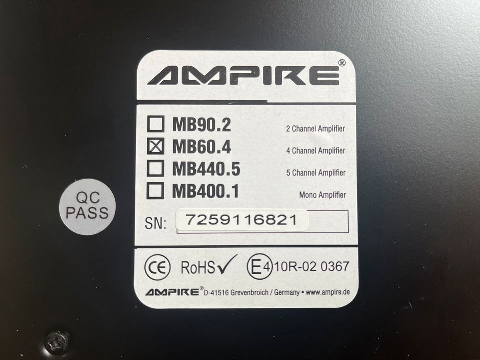 Ampire MB 60.4 Endstufe - 4 Kanal - voll funktionsfähig in OVP in Waldaschaff