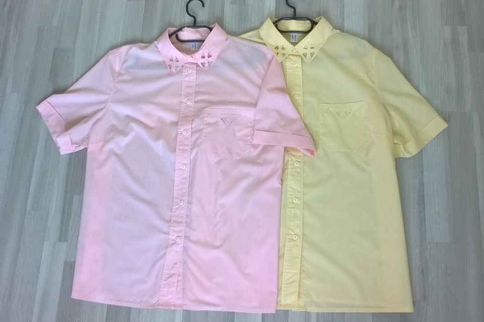 Bluse Hemd Oberteil 2er Set Kurzarm rosa hellgelb Gr. 50 Vintage in Berlin