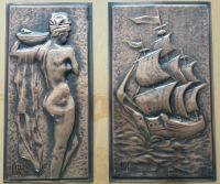 Kupferbild "wassertragende Frau" und "Segelschiff" (Wandbilder) Niedersachsen - Tostedt Vorschau