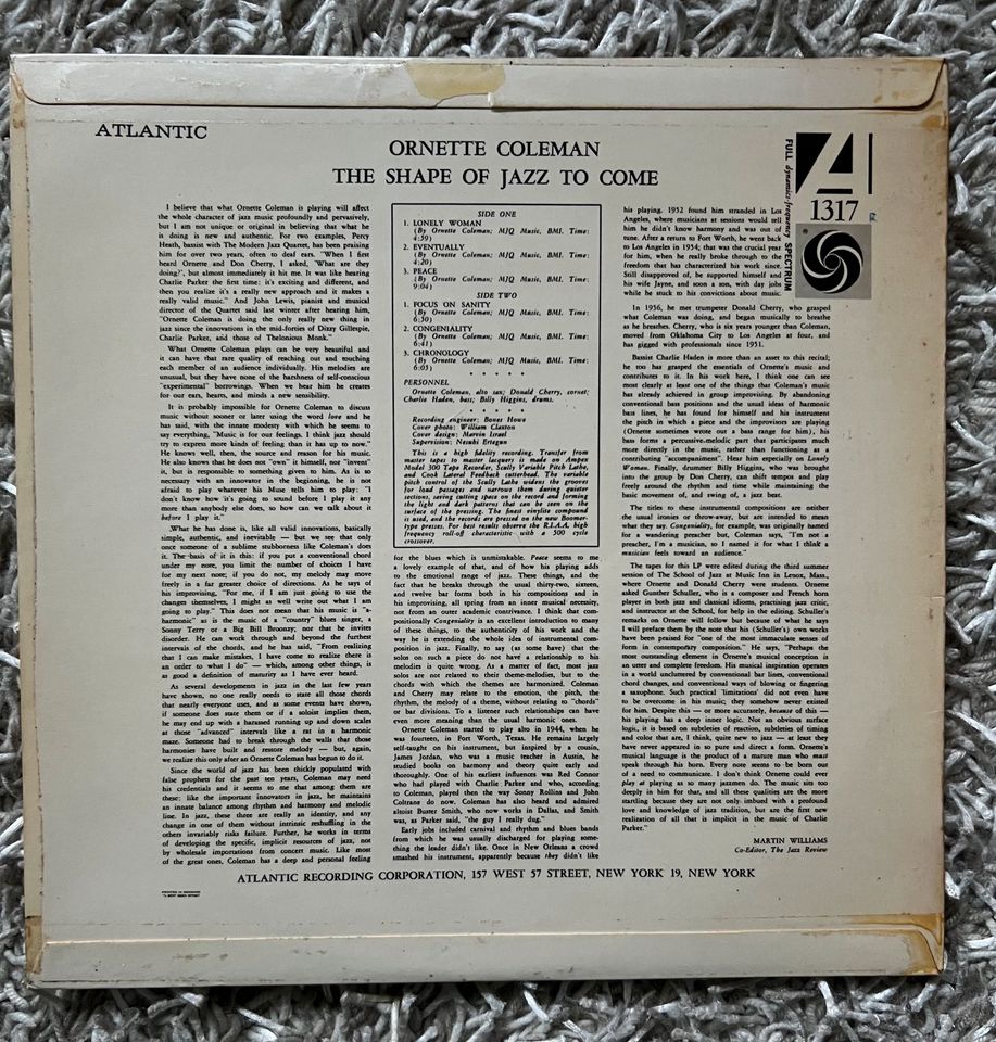 Ornette Coleman THE SHAPE OF JAZZ TO COME (Mono, 1959 Dänemark) in Neuss