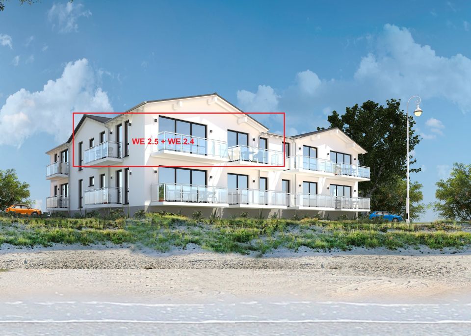 Traumhafte ca. 129 m², 4-5 Zimmer Premium Strandwohnung, 1. Strandreihe, direkter Meerblick, Kamin, 2 Balkone! in Glowe Rügen