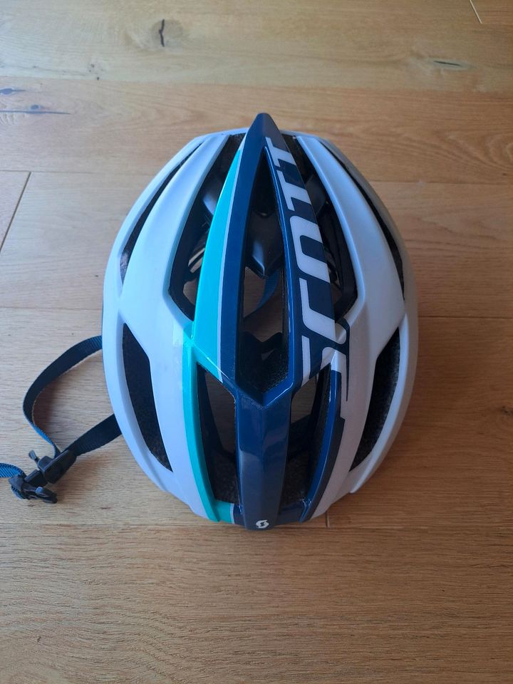 Scott Arx Plus Rennrad Fahrrad Helm weiß/blau/türkis in Maikammer