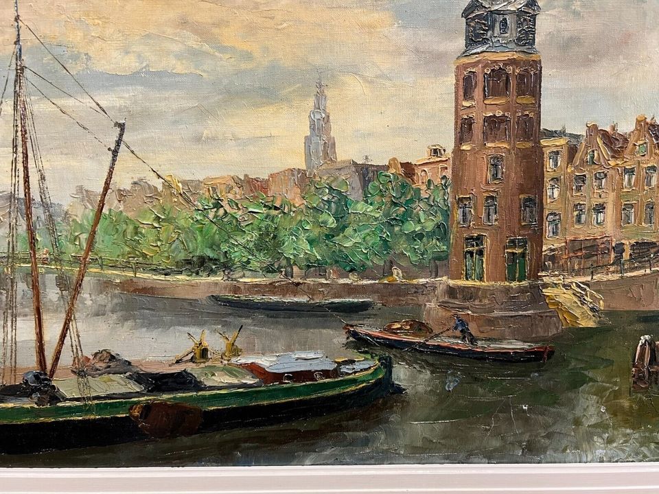 ÖLGEMÄLDE HAFEN AMSTERDAM 60x100cm HANS LENTEMAN (1876-1953) - Versand kostenlos - Wir sind für Sie da lokal in 86830 Schwabmünchen oder online ARTHOME24 in Schwabmünchen