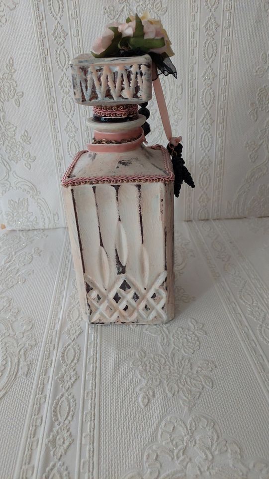 Shabby Chic Deko Flasche Karaffe rosa Handarbeit TOP rosa in Recklinghausen