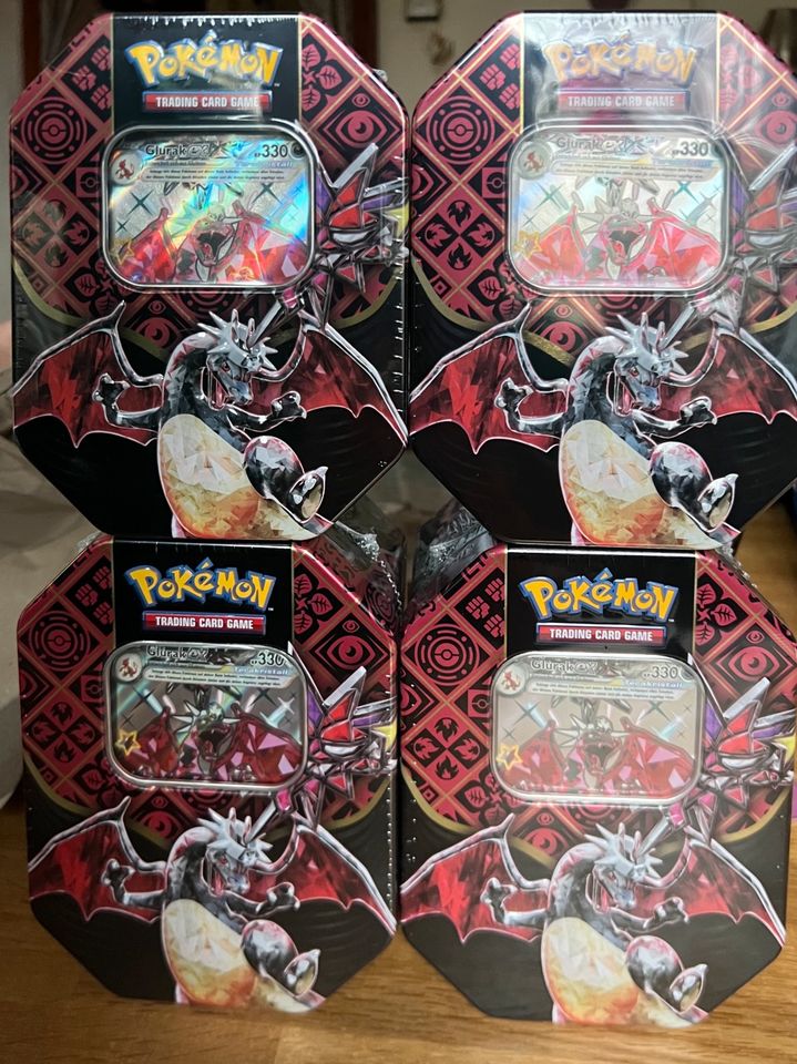 Pokemon Karten Shiny Glurak Tin DE Paldeas Schicksale + 4 Booster in Wiesbaden