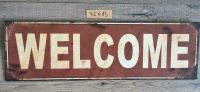 Schild Blech WELCOME WILLKOMMEN vintage braun beige eckig Niedersachsen - Salzgitter Vorschau