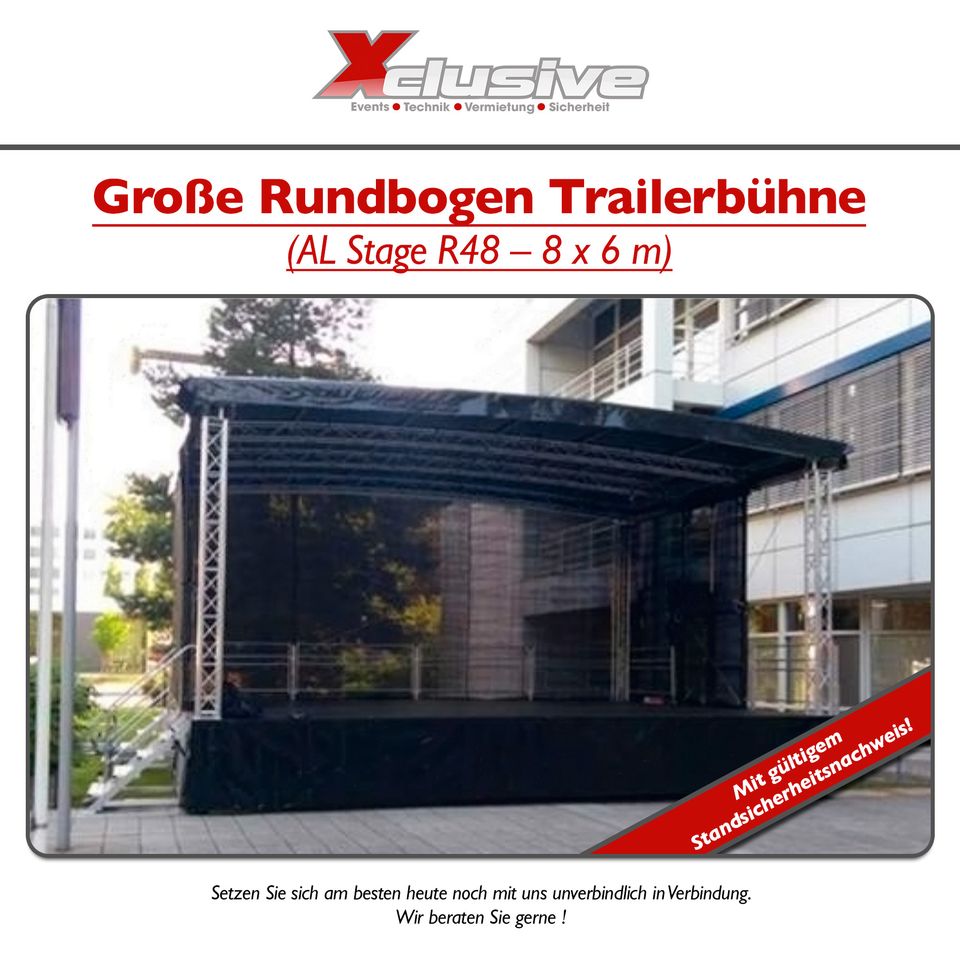 Trailerbühne 8x6m Mobile Bühne / Stage Rundbogen in Nordendorf