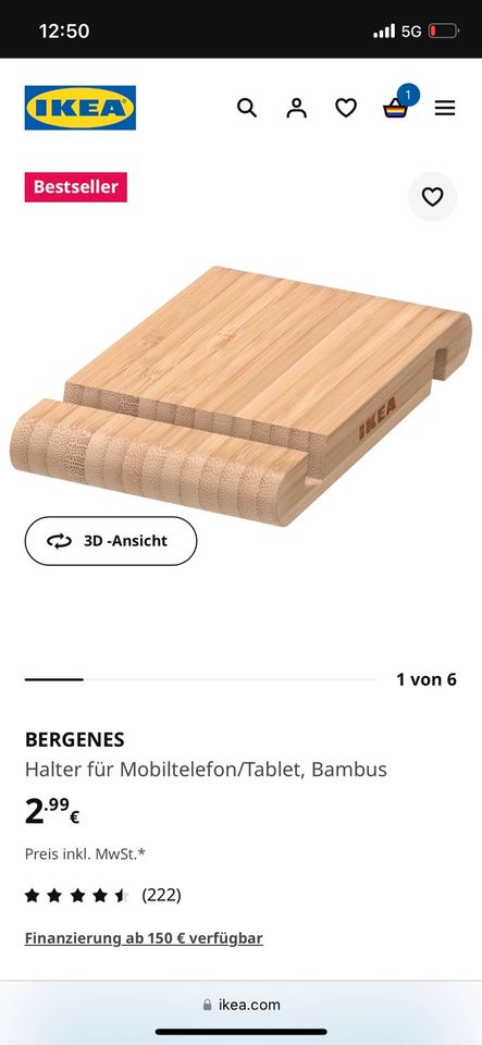 IKEA BERGENES Halter Handy/Tablett in Tamm