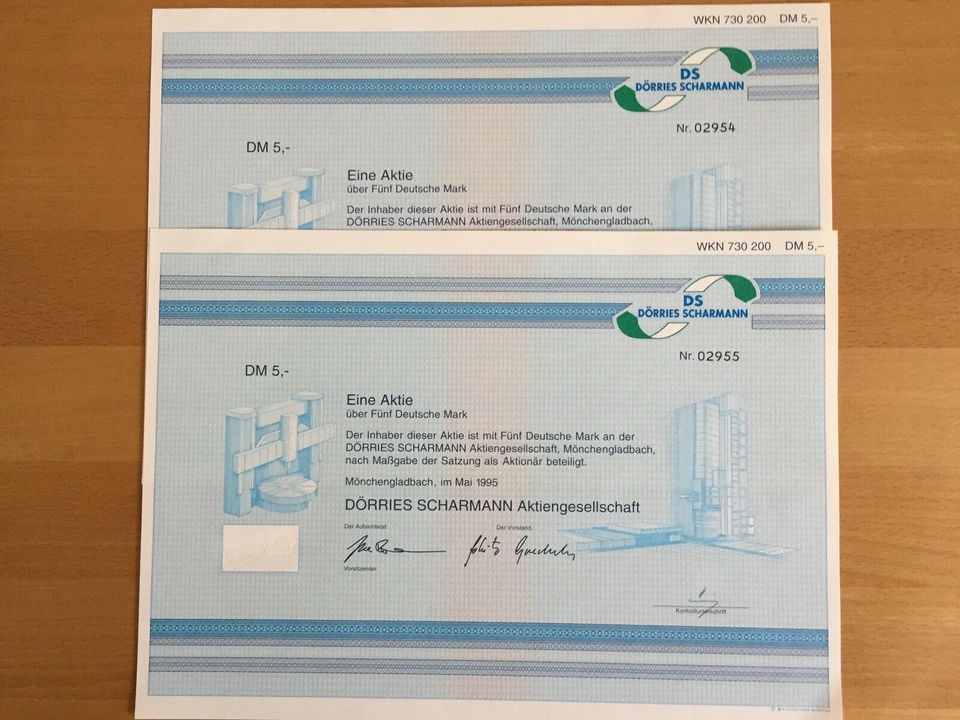 Dörries Scharmann Aktien von 1995, top Zustand, Original in Hamburg