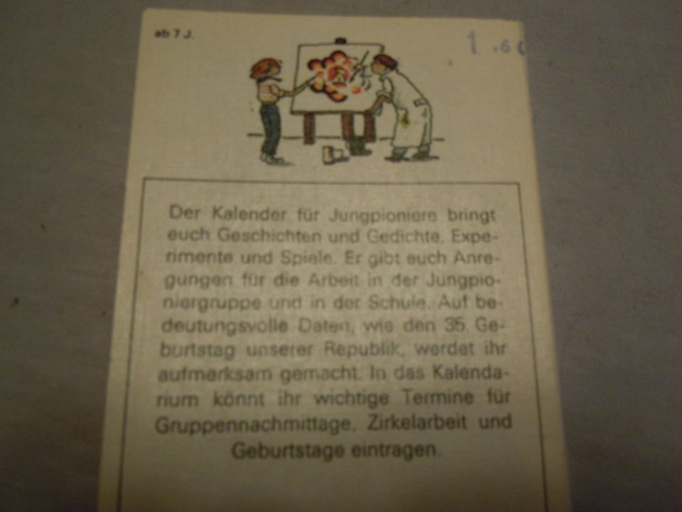 Pionierkalender von 1984, DDR in Teupitz-Tornow