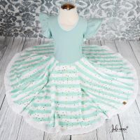 Handmade Drehkleid #Einschulung Fake Glitzer Mint #Wunschgröße Brandenburg - Biesenthal Vorschau