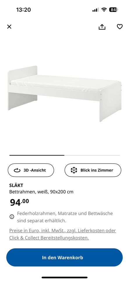 IKEA SLÄKT Ausziehbett mit Matratze und Lattenrost - Wie neu! in Teltow