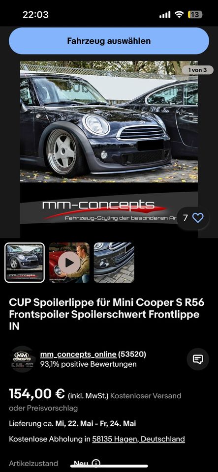 Frontspoiler mit ABE Mini Mazda Mercedes in Dinslaken