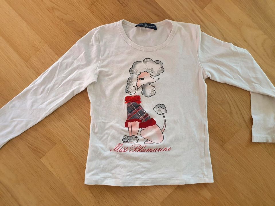 Blumarine Shirt Pudel Hund Swarovski Steine weiss, 116 in Stuttgart