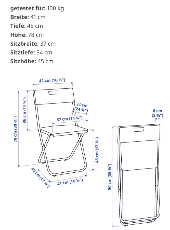 IKEA Gunde 3x Klappstühle (schwarz) in Gilching