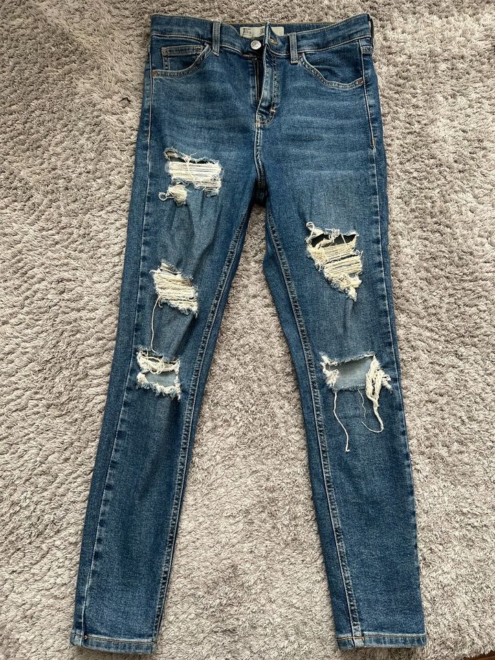 Topshop Jamie Jeans Destroyed Blau Damen 28/30 S/M in Wülfrath