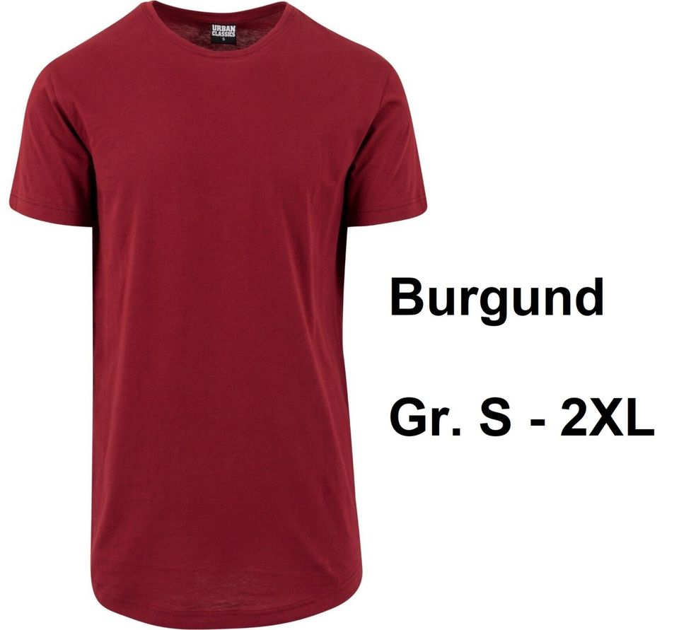 T-Shirt extra lang Urban Classics Shaped Long Tee Basic Gr. S M L XL XXL 3XL 4XL 5XL TB638 in Freiburg im Breisgau