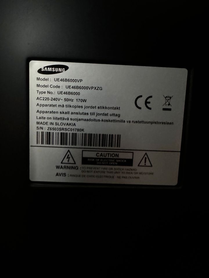 Samsung UE46B6000 117 cm (46 Zoll Display, LCD-TV) in Reichelsheim (Wetterau)