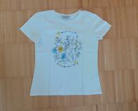 Damen T-Shirt Tchibo 36 38 weiß Blumen blau gelb Bayern - Kissing Vorschau