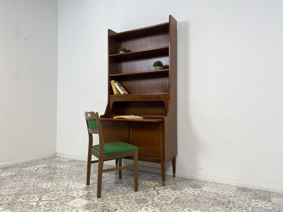 WMK Hochwertiger und gut erhaltener skandinavischer Bücherschrank aus  vollem Holz mit ausziehbarer Schreibplatte und Geheimfach # Regal  Bücherregal Sekretär Schreibtisch Highboard Vintage Mid-Century in  Friedrichshain-Kreuzberg - Friedrichshain