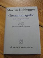 Martin Heidegger "Band 63. Ontologie. (Hermeneutik der Faktizitä" Brandenburg - Frankfurt (Oder) Vorschau