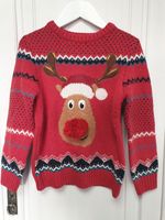 Next Weihnachtspullover XMAS Pulli rot Rudolph Rentier Nase 122 Hessen - Rodgau Vorschau