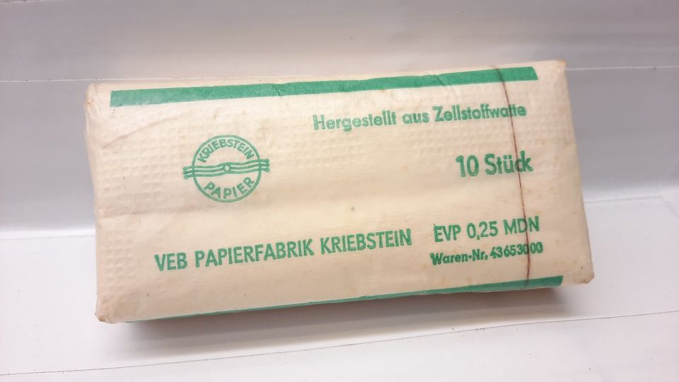 DDR KRIPA TASCHENTÜCHER OVP MDM VEB PAPIERFABRIK KRIEBSTEIN RAR in Erlau